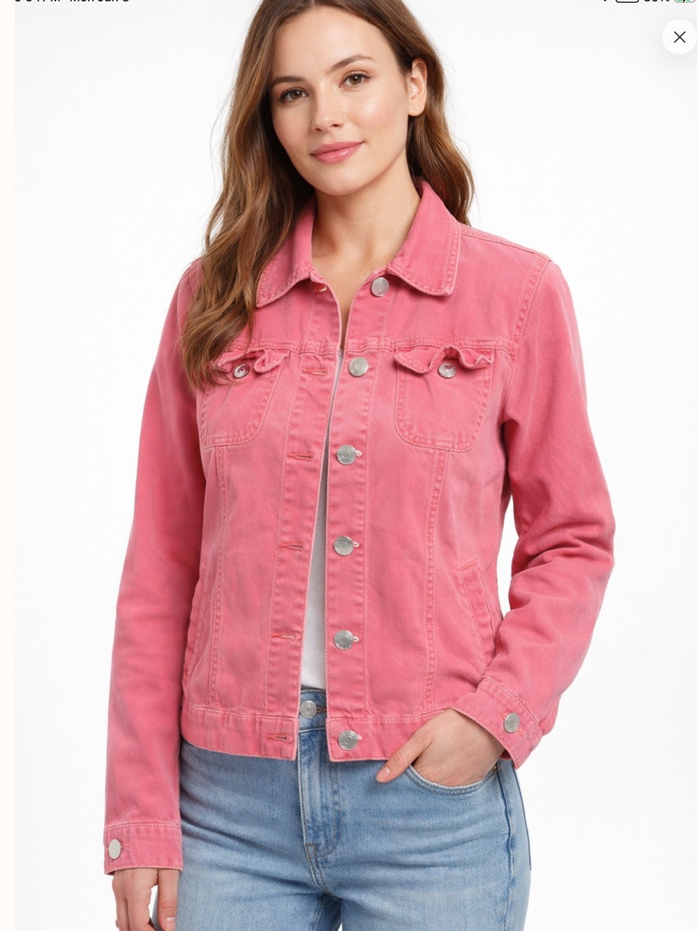 🌸 Susan Bristol Vintage Pink Denim Jacket M Y2K Coquette Minimalist Westernwear